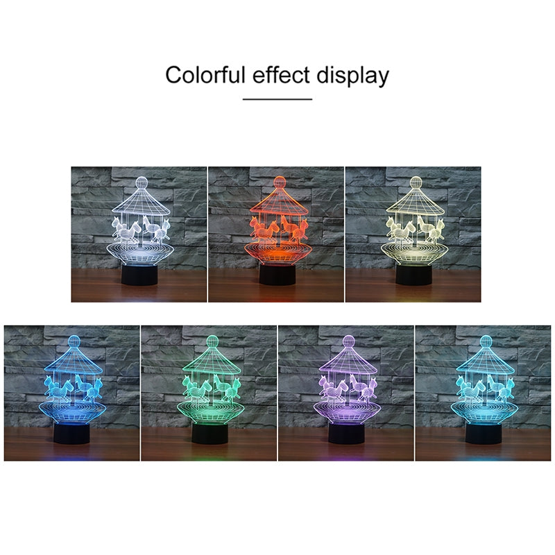 ELECTROPRIME Carousel Black Base Creative 3D LED Decorative Night Light, Powered by USB and Battery
