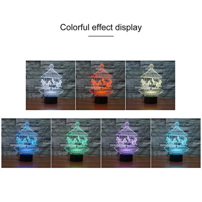 ELECTROPRIME Carousel Black Base Creative 3D LED Decorative Night Light, Powered by USB and Battery