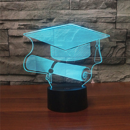 ELECTROPRIME Bachelor Cap Black Base Creative 3D LED Decorative Night Light, Rechargeable with Touch Button