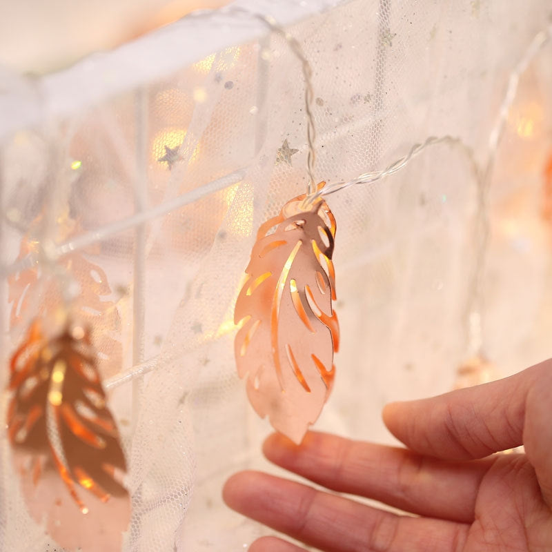 ELECTROPRIME 3m Gold Feather USB Plug Romantic LED String Holiday Light, 20 LEDs Teenage Style Warm Fairy Decorative Lamp for Christmas, Wedding, Bedroom (Warm White)