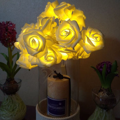 ELECTROPRIME 3m Rose Shape USB Plug Romantic LED String Holiday Light, 20 LEDs Teenage Style Warm Fairy Decorative Lamp for Christmas, Wedding, Bedroom(Warm White)