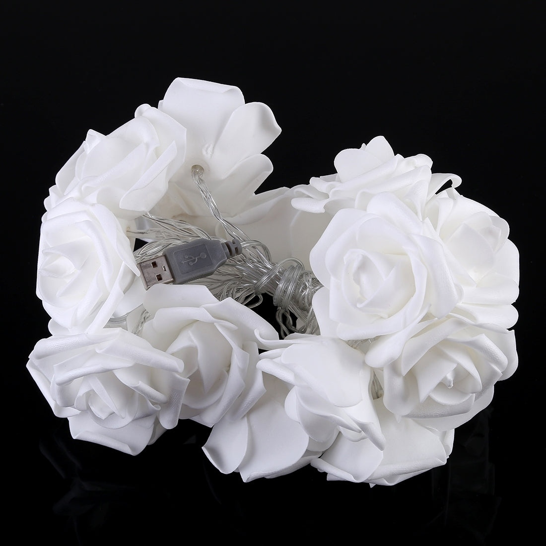 ELECTROPRIME 3m Rose Shape USB Plug Romantic LED String Holiday Light, 20 LEDs Teenage Style Warm Fairy Decorative Lamp for Christmas, Wedding, Bedroom(Warm White)