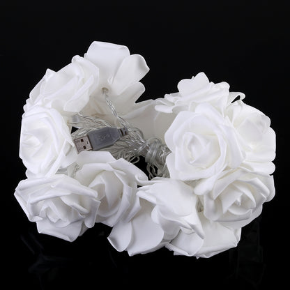 ELECTROPRIME 3m Rose Shape USB Plug Romantic LED String Holiday Light, 20 LEDs Teenage Style Warm Fairy Decorative Lamp for Christmas, Wedding, Bedroom(Warm White)