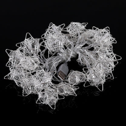 ELECTROPRIME 3m Hollow Star USB Plug Romantic LED String Holiday Light, 20 LEDs Teenage Style Warm Fairy Decorative Lamp for Christmas, Wedding, Bedroom(Warm White)