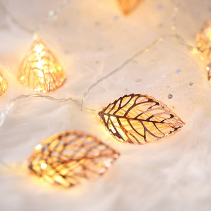 ELECTROPRIME 3m Rose Gold Leaf USB Plug Romantic LED String Holiday Light, 20 LEDs Teenage Style Warm Fairy Decorative Lamp for Christmas, Wedding, Bedroom (Warm White)