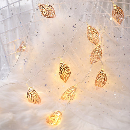 ELECTROPRIME 3m Rose Gold Leaf USB Plug Romantic LED String Holiday Light, 20 LEDs Teenage Style Warm Fairy Decorative Lamp for Christmas, Wedding, Bedroom (Warm White)