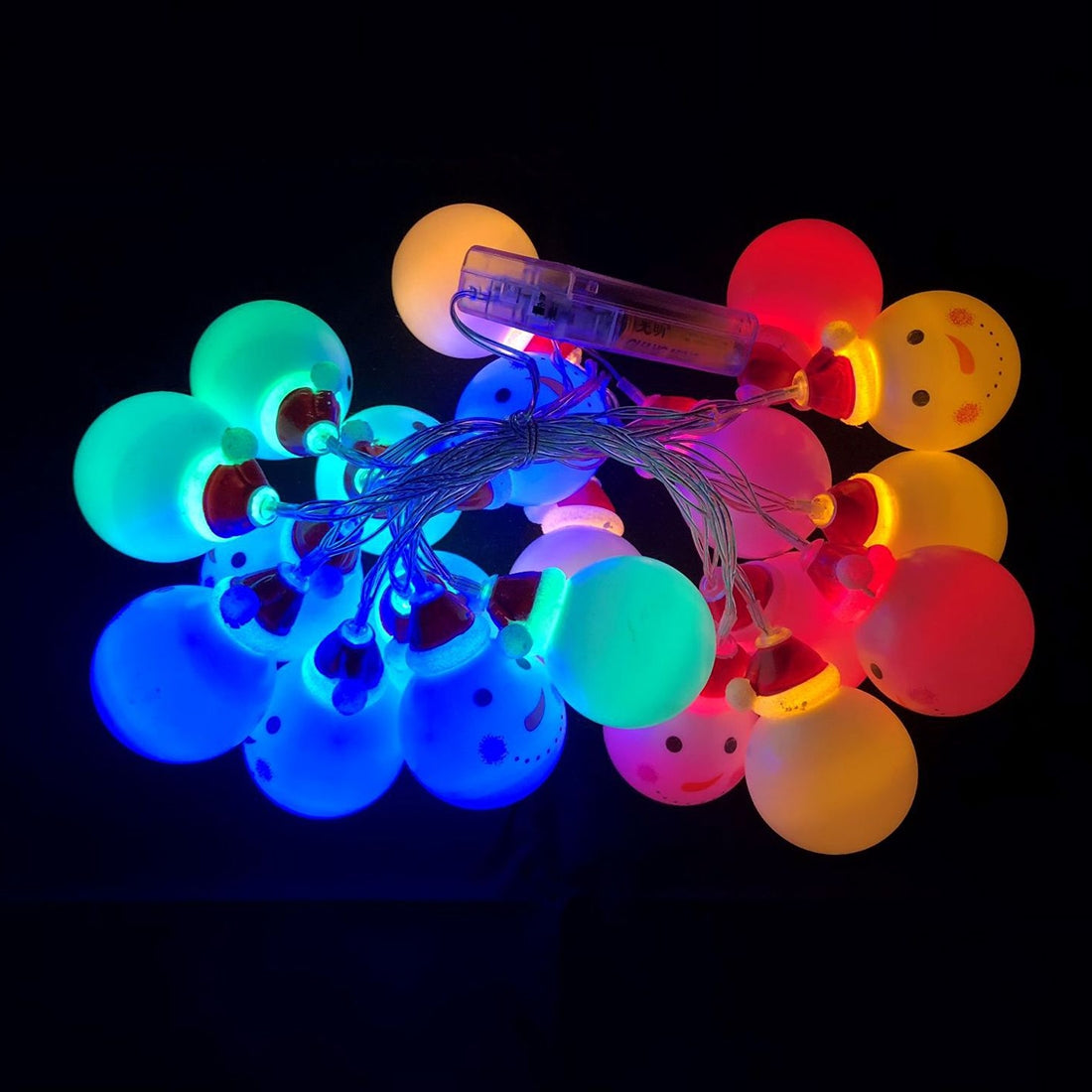 ELECTROPRIME 1.5m Snowman LED Holiday String Light, 10 LEDs 2 x AA Batteries Box Powered Warm Fairy Decorative Lamp for Christmas, Party, Bedroom(Colorful Light)