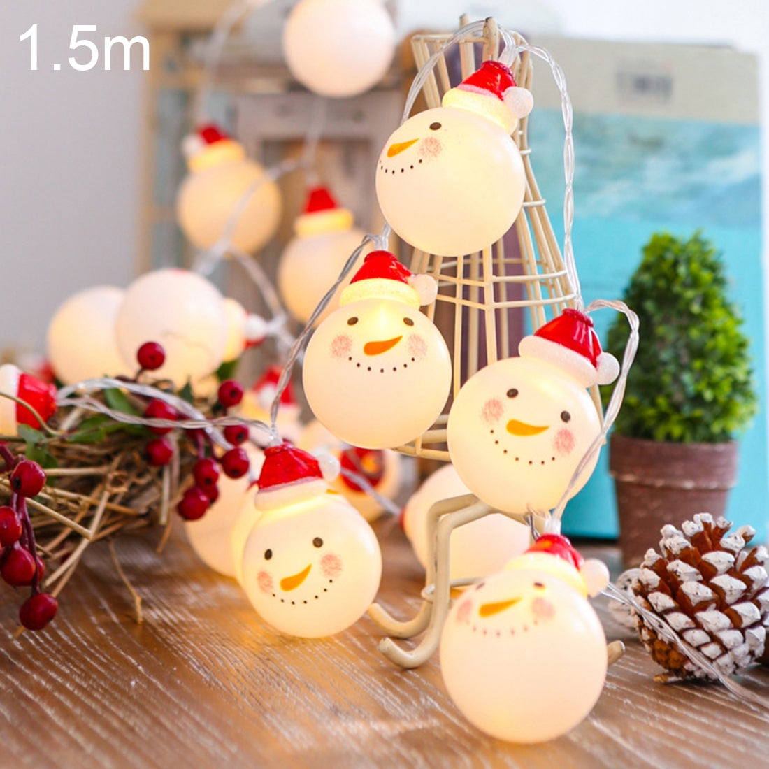 ELECTROPRIME 1.5m Snowman LED Holiday String Light, 10 LEDs 2 x AA Batteries Box Powered Warm Fairy Decorative Lamp for Christmas, Party, Bedroom(Warm White)