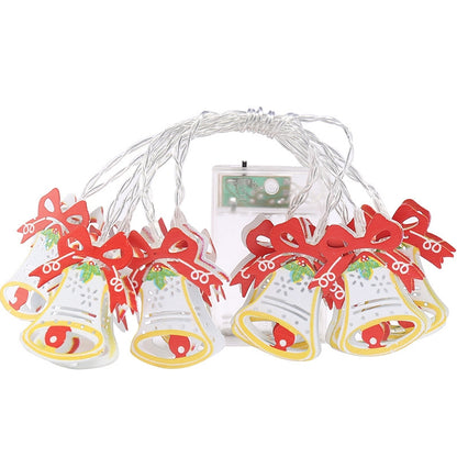 ELECTROPRIME 1.5m Painted Christmas Bell LED Holiday String Light, 10 LEDs 2 x AA Batteries Box Powered Warm Fairy Decorative Lamp for Christmas, Party, Bedroom(Warm White)