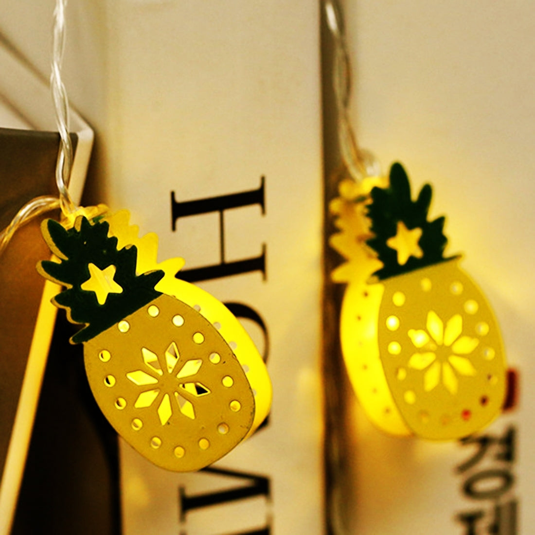 ELECTROPRIME 3m Iron Double-sided Pineapple USB Plug Romantic LED String Holiday Light, 20 LEDs Teenage Style Warm Fairy Decorative Lamp for Christmas, Wedding, Bedroom (Warm White)