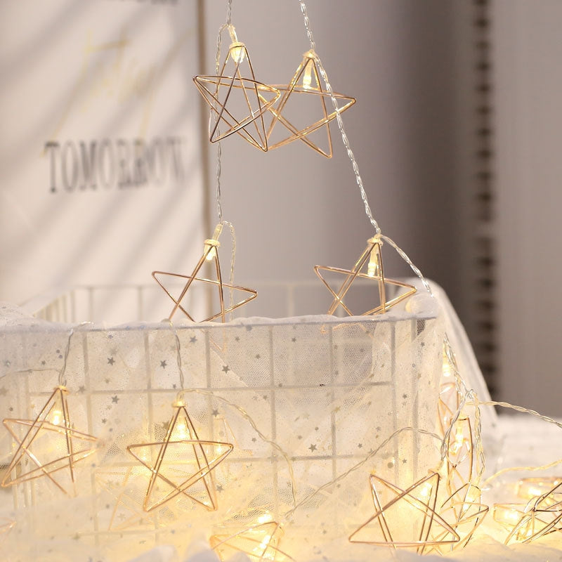 ELECTROPRIME 3m Iron Star USB Plug Romantic LED String Holiday Light, 20 LEDs Teenage Style Warm Fairy Decorative Lamp for Christmas, Wedding, Bedroom (Warm White)