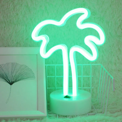 ELECTROPRIME Coconut Tree Romantic Neon LED Holiday Light with Holder, Warm Fairy Decorative Lamp Night Light for Christmas, Wedding, Party, Bedroom(Green Light)
