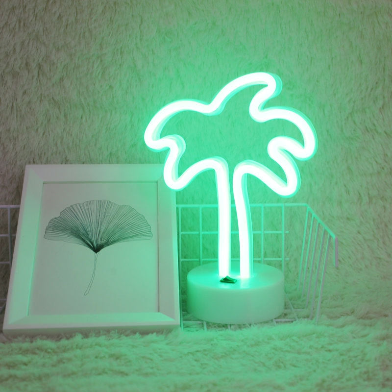 ELECTROPRIME Coconut Tree Romantic Neon LED Holiday Light with Holder, Warm Fairy Decorative Lamp Night Light for Christmas, Wedding, Party, Bedroom(Green Light)