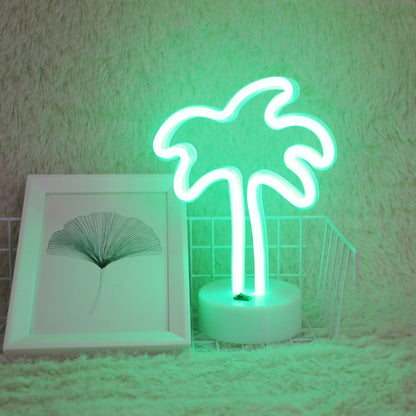 ELECTROPRIME Coconut Tree Romantic Neon LED Holiday Light with Holder, Warm Fairy Decorative Lamp Night Light for Christmas, Wedding, Party, Bedroom(Green Light)