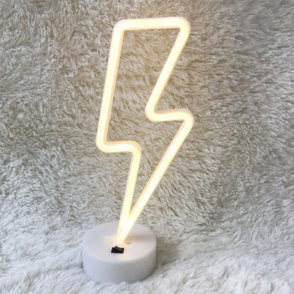 ELECTROPRIME Thunder Romantic Neon LED Holiday Light with Holder, Warm Fairy Decorative Lamp Night Light for Christmas, Wedding, Party, Bedroom(Warm White)