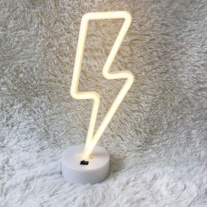 ELECTROPRIME Thunder Romantic Neon LED Holiday Light with Holder, Warm Fairy Decorative Lamp Night Light for Christmas, Wedding, Party, Bedroom(Warm White)