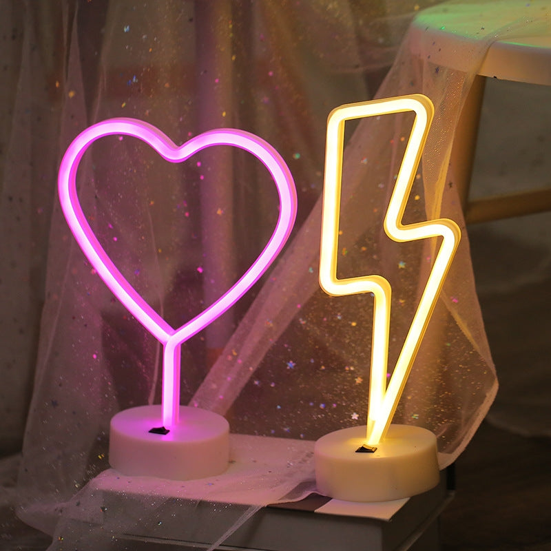 ELECTROPRIME Thunder Romantic Neon LED Holiday Light with Holder, Warm Fairy Decorative Lamp Night Light for Christmas, Wedding, Party, Bedroom(Warm White)
