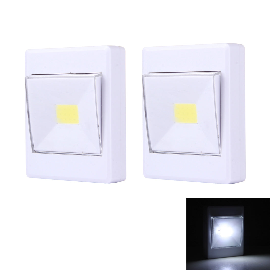 ELECTROPRIME 2 PCS Mini White Light COB LED Wall Light , Switch Night Light Lamp Closet Light