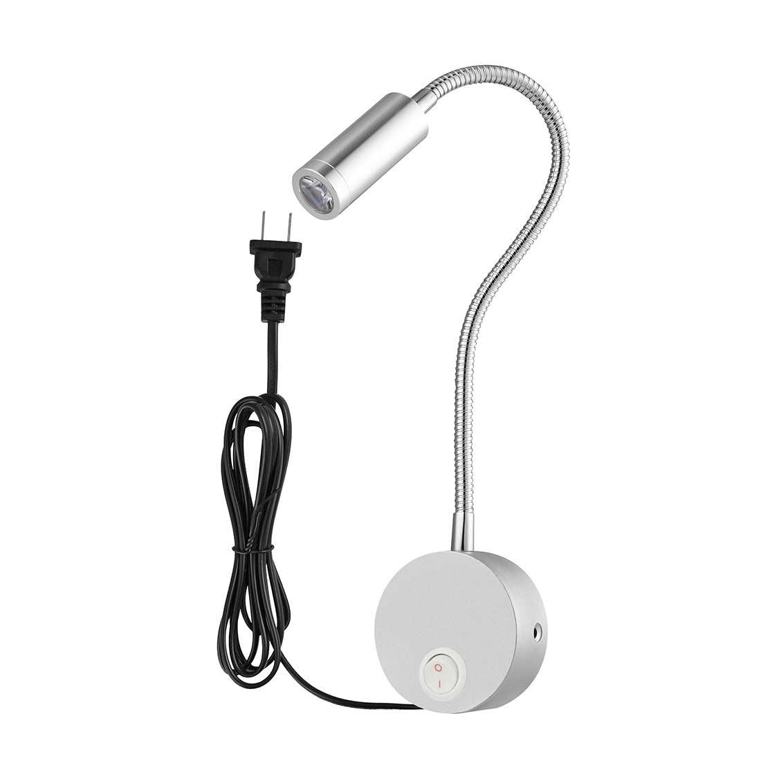 ELECTROPRIME 3W Flexible Goose Neck Warm White LED Reading Lamp Light , 160 LM 3000-3200K Hose Spotlight Lamp Wall Mount Light Wall Sconce Lamp, Got the CE / FCC Certification, Goose Neck Length: 30cm, US/EU Plug, Default Delivery US Plug