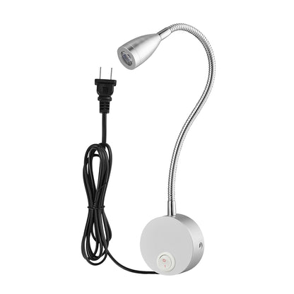 ELECTROPRIME 3W 160 LM 3000-3200K Flexible Goose Neck Warm White LED Reading Lamp Light Wall Mount Light Wall Sconce Lamp, Got the CE / FCC Certification, US Plug, Goose Neck Length: 30cm