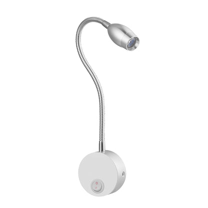 ELECTROPRIME 3W Flexible Goose Neck Warm White LED Reading Lamp Light , 160 LM 3000-3200K Wall Mount Light Wall Sconce Lamp, Got the CE / FCC Certification, Goose Neck Length: 30cm, US/EU Plug, Default Delivery EU Plug