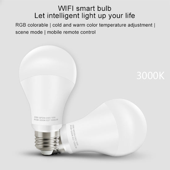 ELECTROPRIME E27 10W Color Changing WiFi Smart LED Light Bulb, 14 LEDs 3000K+RGB 1050 LM Works with Alexa & Google Home, AC 230V
