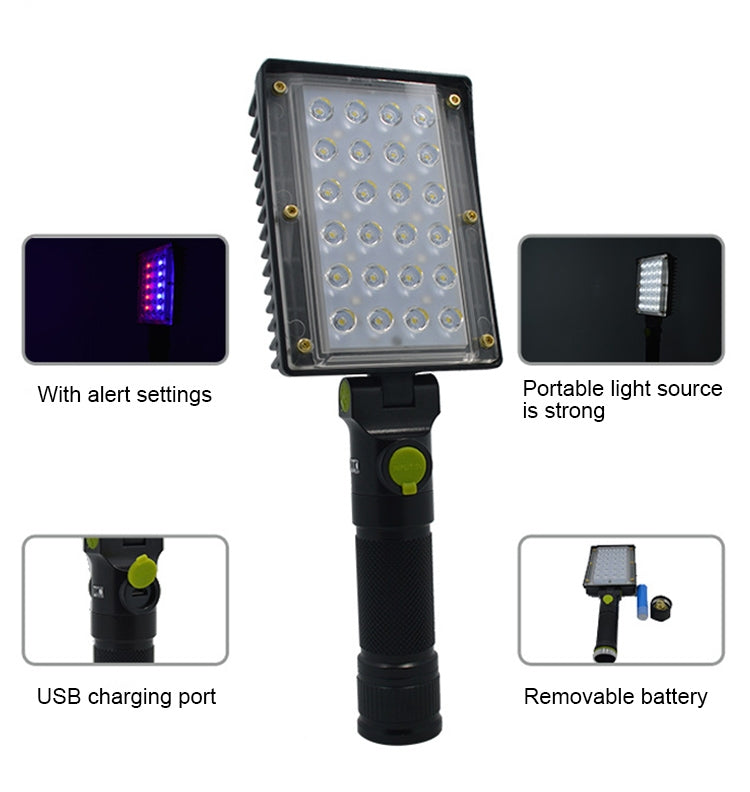 ELECTROPRIME LED Charging Portable Handheld Mobile Work Light with Red and Blue Flash Emergency Light
