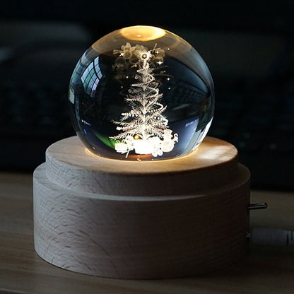 ELECTROPRIME 3D Word Engraving Crystal Ball Music Box Christmas Tree Pattern Electronic Swivel Musical Birthday Gift Home Decor with Music
