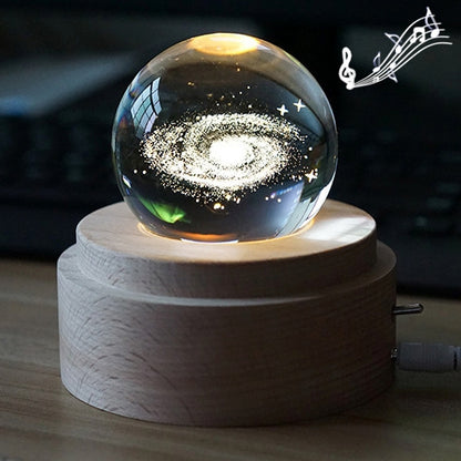 ELECTROPRIME 3D Word Engraving Crystal Ball Music Box Milky Way Pattern Electronic Swivel Musical Birthday Gift Home Decor with Music