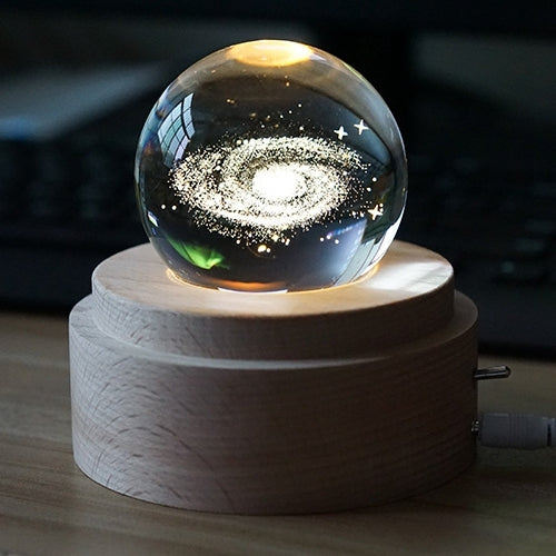 ELECTROPRIME 3D Word Engraving Crystal Ball Music Box Milky Way Pattern Electronic Swivel Musical Birthday Gift Home Decor with Music