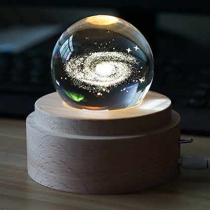 ELECTROPRIME 3D Word Engraving Crystal Ball Music Box Milky Way Pattern Electronic Swivel Musical Birthday Gift Home Decor with Music