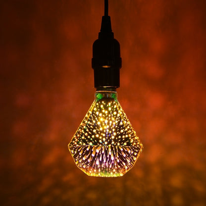 ELECTROPRIME E27 4W IP65 Waterproof Diamond Shape Warm White 3D Fireworks LED Bulb, 2700K 48 LEDs SMD 2835 Vintage Atmosphere Decoration Art Lamp, AC 85-265V