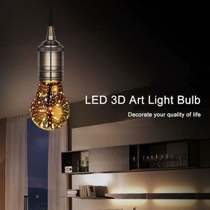 ELECTROPRIME A60 E27 4W IP65 Waterproof Warm White 3D Fireworks LED Bulb, 2700K 48 LEDs SMD 2835 Vintage Atmosphere Decoration Art Lamp, AC 85-265V