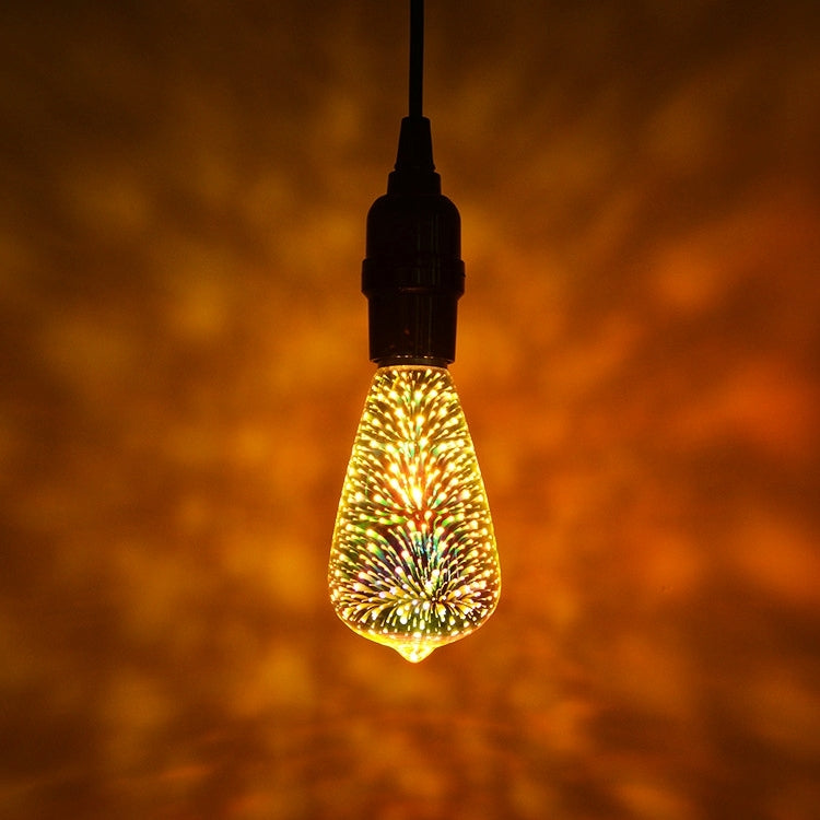 ELECTROPRIME ST64 E27 4W IP65 Waterproof Warm White 3D Fireworks LED Bulb, 2700K 48 LEDs SMD 2835 Vintage Atmosphere Decoration Art Lamp, AC 85-265V