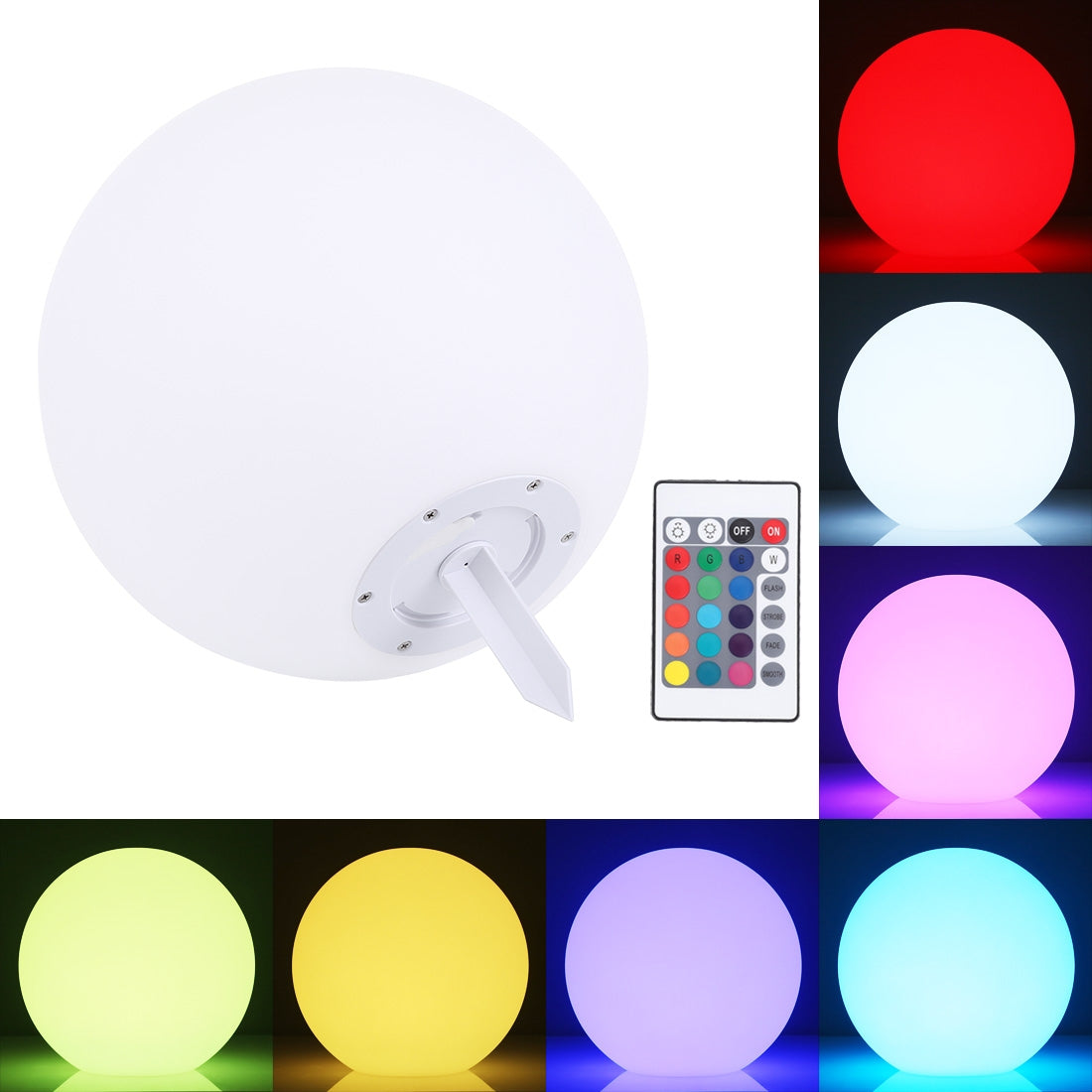 ELECTROPRIME Esmartlive ES-BALL 30cm Colorful Light LED Ball Light with Remote Control, IP65 Waterproof LED Decorative Light(White)
