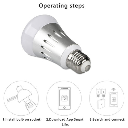 ELECTROPRIME JH-G05 E27 7W WiFi Smart LED Light Bulb, 6000K+RGB 600LM Works with Alexa & Google Home, AC 175-255V(Silver)