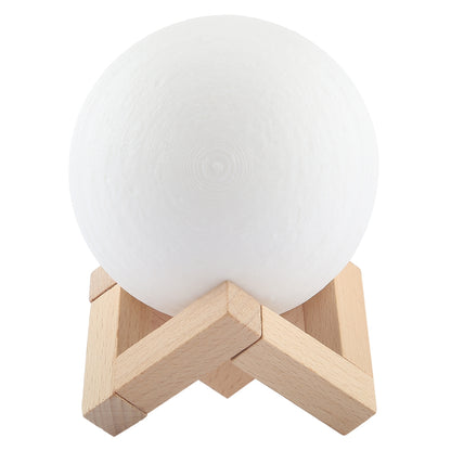 ELECTROPRIME 10cm Patted 3D Print Jupiter Lamp, USB Charging 7-Color Changing Energy-saving LED Night Light with Wooden Holder Base