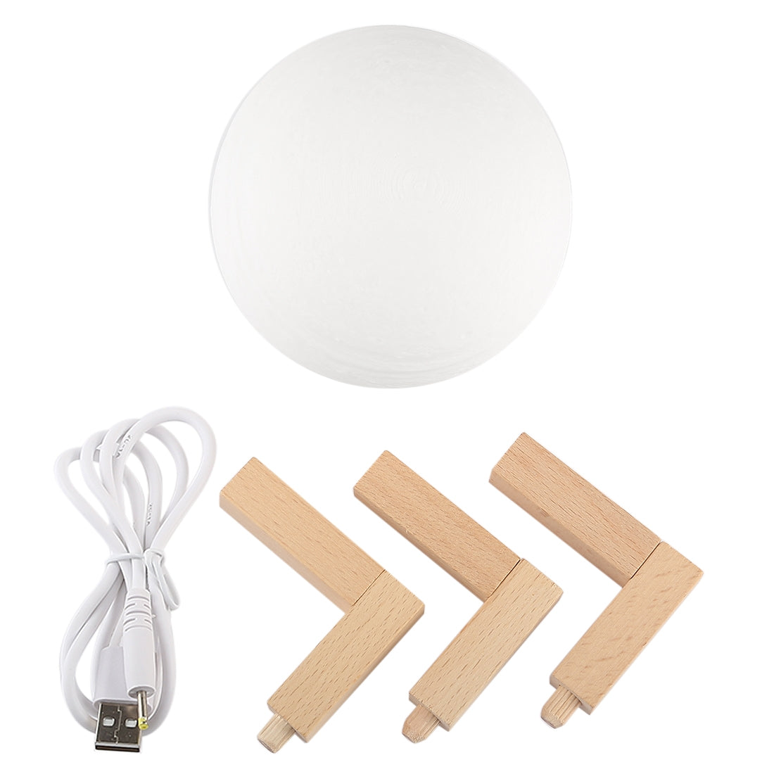 ELECTROPRIME 10cm Patted 3D Print Jupiter Lamp, USB Charging 7-Color Changing Energy-saving LED Night Light with Wooden Holder Base