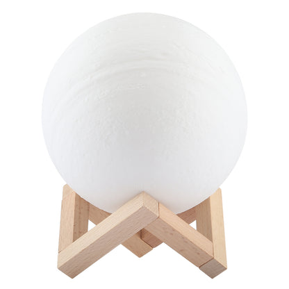 ELECTROPRIME 15cm Touch Control 3D Print Jupiter Lamp, USB Charging 2-Color Changing Energy-saving LED Night Light with Wooden Holder Base