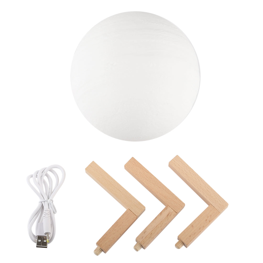 ELECTROPRIME 15cm Touch Control 3D Print Jupiter Lamp, USB Charging 2-Color Changing Energy-saving LED Night Light with Wooden Holder Base