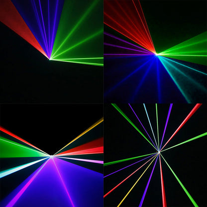 ELECTROPRIME 15W LED Single Beam Laser Projector (Red Light + Blue Light + Green Light), DM-RGB400 with Remote Controller, DMX / Auto Run / Sound Control Modes, AC 100-240V
