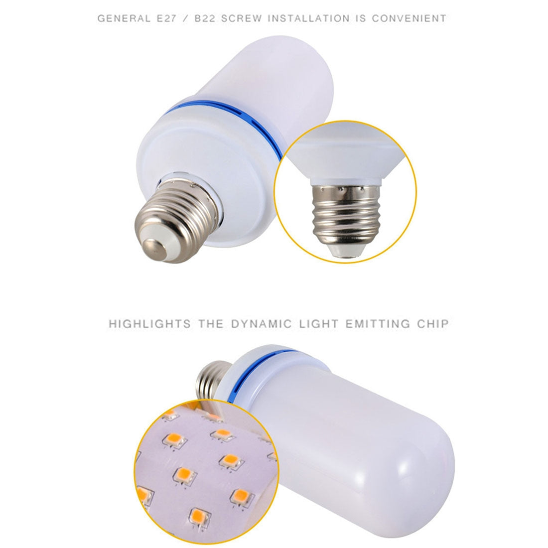 ELECTROPRIME E27 6W LED Simulated Flickering Flame Effect Light Bulb , 1400K with 3 Modes, AC 85-265V