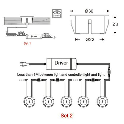 ELECTROPRIME 10 PCS 6W Recessed Stair Underground Lamp, SMD 2835 500-600LM 2800-3200K Deck Light Buried Lamps LED Floor Light Wall Spotlight, Cutout Size: 30x22mm(White Light)