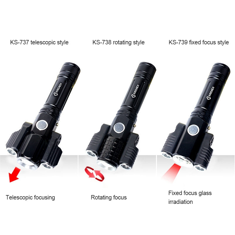 ELECTROPRIME KS-738 USB Charging Waterproof T6+XPE Zoomable LED Flashlight with 4-Modes & 18650 lithium battery