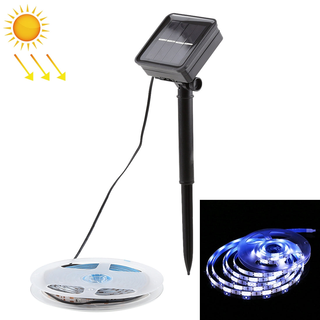 ELECTROPRIME 3m IP65 Waterproof Solar Powered LED Rope Strip Light, 90 LEDs SMD 2835 Decoration Fairy Light