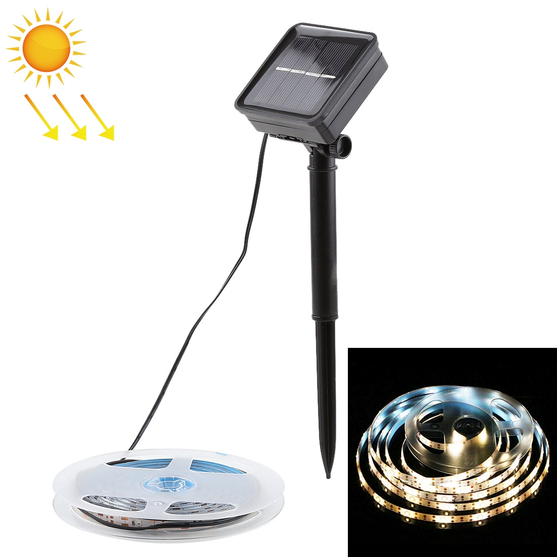 ELECTROPRIME 3m IP65 Waterproof Solar Powered LED Rope Strip Light, 90 LEDs SMD 2835 Decoration Fairy Light