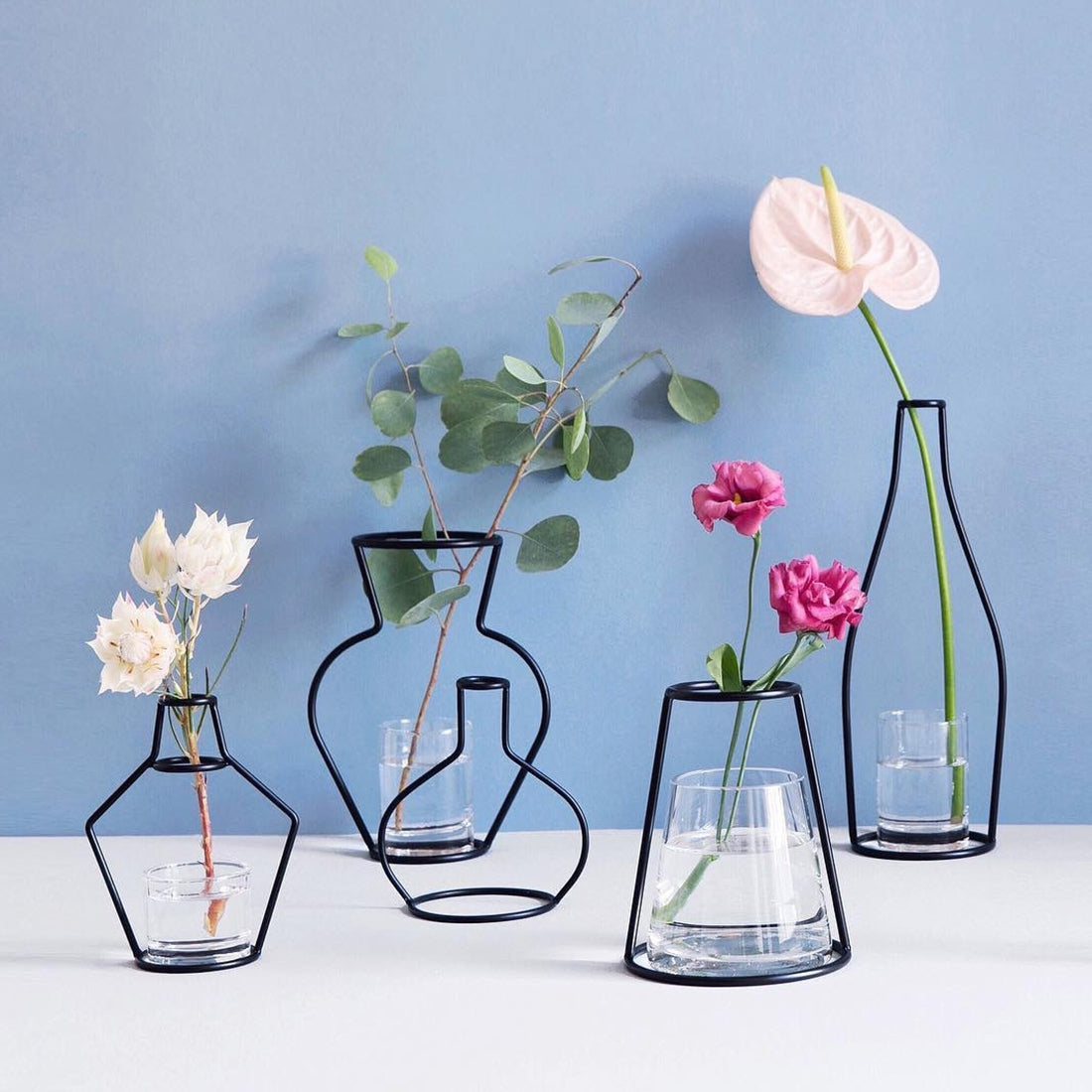 ELECTROPRIME Black Iron Flower Vase Frame Plant Holder, Decorating Indoor Cafe Home, Size: 12cm x 23cm