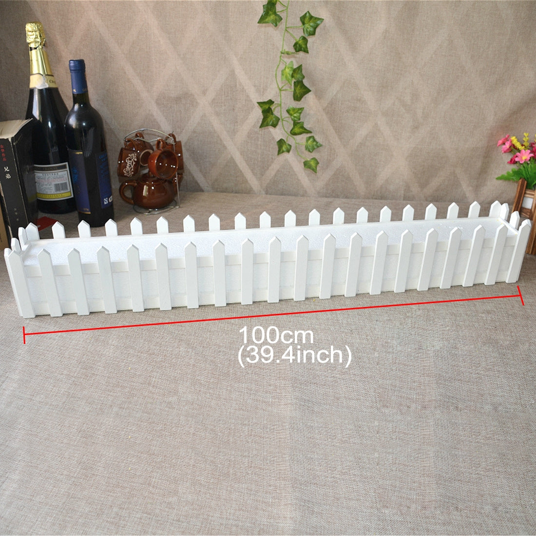 ELECTROPRIME Wooden Flower Planter Fence Storage Holder Pot with Foam, Size: 100cm x 9cm x 11cm