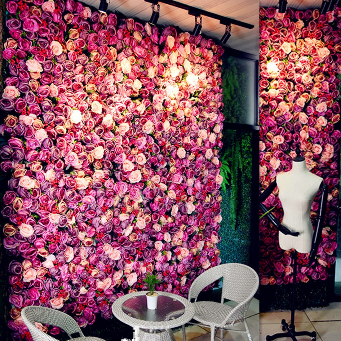 ELECTROPRIME Blooming Rose Peony Hydrangea Artificial Encryption Flower DIY Wedding Wall Decoration Photo Background, Size: 60cm x 40cm
