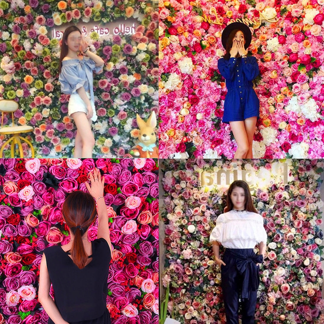 ELECTROPRIME Blooming Rose Peony Hydrangea Artificial Encryption Flower DIY Wedding Wall Decoration Photo Background, Size: 60cm x 40cm